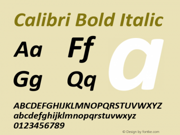 Calibri Bold Italic Version 6.24图片样张
