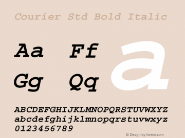 Courier Std Bold Italic Version 2.015;PS 2.000;hotconv 1.0.51;makeotf.lib2.0.18671 Font Sample