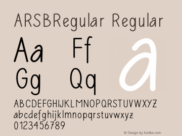 ARSBRegular Regular Version 001.000 Font Sample