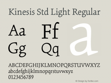 Kinesis Std Light Regular Version 1.040;PS 001.001;Core 1.0.35;makeotf.lib1.5.4492 Font Sample