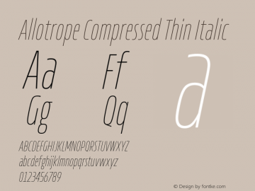 Allotrope Compressed Thin Italic Version 1.000 | web-TT图片样张