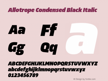 Allotrope Condensed Black Italic Version 1.000 | web-TT图片样张