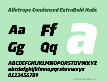 Allotrope Condensed ExtraBold Italic Version 1.000 | web-TT图片样张