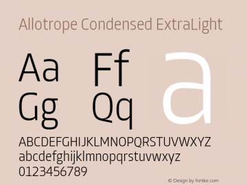 Allotrope Condensed ExtraLight Version 1.000 | web-TT图片样张