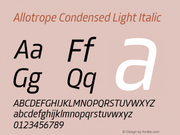 Allotrope Condensed Light Italic Version 1.000 | web-TT图片样张