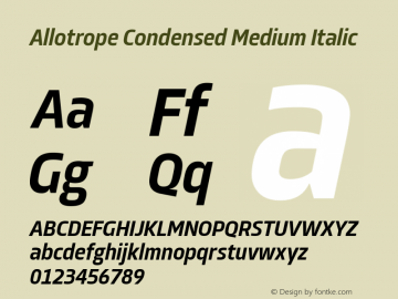 Allotrope Condensed Medium Italic Version 1.000 | web-TT图片样张