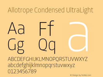 Allotrope Condensed UltraLight Version 1.000 | web-TT图片样张