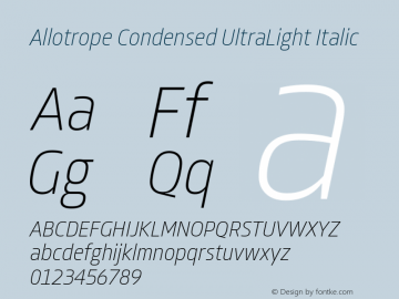 Allotrope Condensed UltraLight Italic Version 1.000 | web-TT图片样张