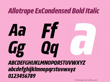 Allotrope ExCondensed Bold Italic Version 1.000 | web-TT图片样张