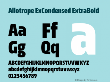 Allotrope ExCondensed ExtraBold Version 1.000 | web-TT图片样张