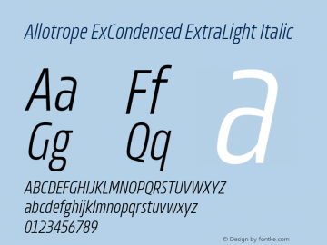 Allotrope ExCondensed ExtraLight Italic Version 1.000 | web-TT图片样张