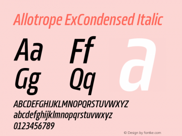 Allotrope ExCondensed Italic Version 1.000 | web-TT图片样张