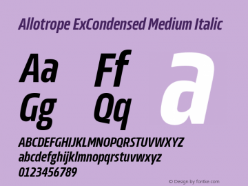 Allotrope ExCondensed Medium Italic Version 1.000 | web-TT图片样张