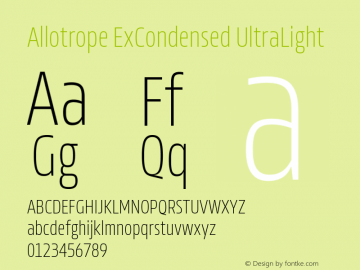 Allotrope ExCondensed UltraLight Version 1.000 | web-TT图片样张