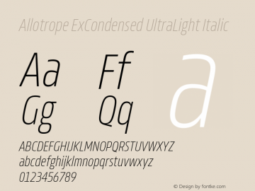 Allotrope ExCondensed UltraLight Italic Version 1.000 | web-TT图片样张