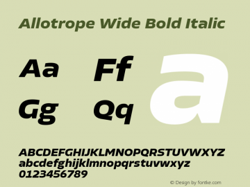 Allotrope Wide Bold Italic Version 1.000 | web-TT图片样张
