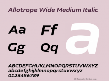 Allotrope Wide Medium Italic Version 1.000 | web-TT图片样张