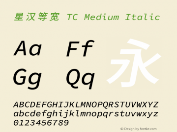 星汉等宽 TC Medium Italic 图片样张