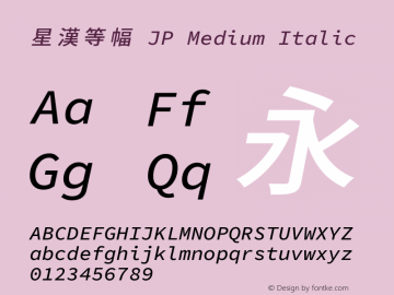 星漢等幅 JP Medium Italic 图片样张