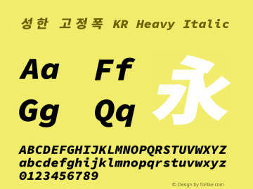 성한 고정폭 KR Heavy Italic 图片样张