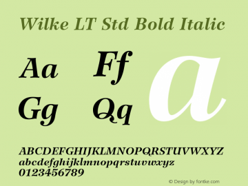 Wilke LT Std Bold Italic Version 2.020;PS 002.000;hotconv 1.0.50;makeotf.lib2.0.16970 Font Sample