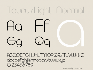 TaurusLight Normal 001.003 Font Sample