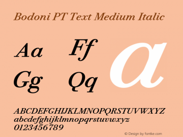 Bodoni PT Text Medium Italic Version 1.000W图片样张