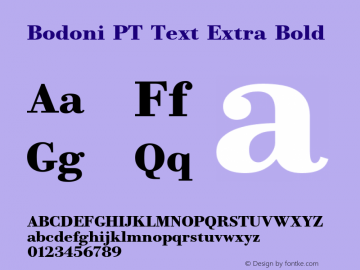 Bodoni PT Text Extra Bold Version 1.000W图片样张