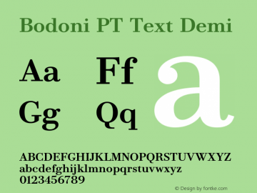 Bodoni PT Text Demi Version 1.000W图片样张