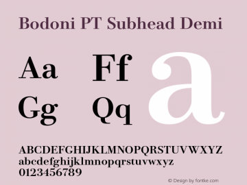 Bodoni PT Subhead Demi Version 1.000W图片样张