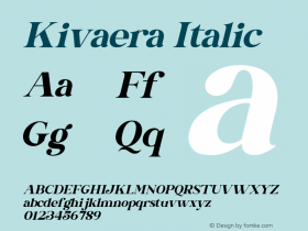 Kivaera Italic Version 1.00;July 2, 2021;FontCreator 13.0.0.2683 64-bit图片样张