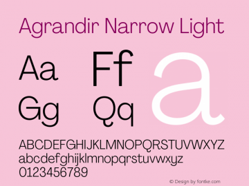 Agrandir Narrow Light Version 3.000;hotconv 1.0.109;makeotfexe 2.5.65596图片样张