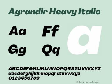 Agrandir Heavy Italic Version 3.000;hotconv 1.0.109;makeotfexe 2.5.65596图片样张
