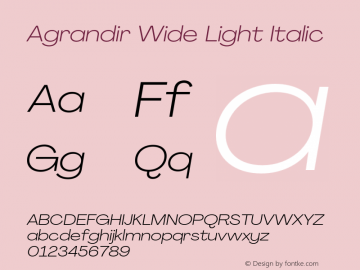 Agrandir Wide Light Italic Version 3.000;hotconv 1.0.109;makeotfexe 2.5.65596图片样张