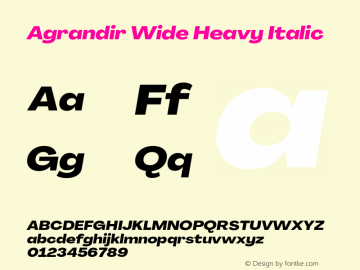 Agrandir Wide Heavy Italic Version 3.000;hotconv 1.0.109;makeotfexe 2.5.65596图片样张