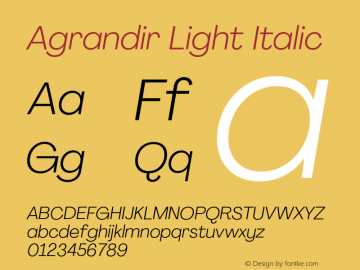 Agrandir Light Italic Version 3.000图片样张