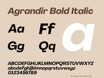 Agrandir Bold Italic Version 3.000图片样张