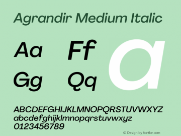 Agrandir Medium Italic Version 3.000图片样张