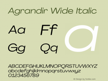 Agrandir Wide Italic Version 3.000图片样张