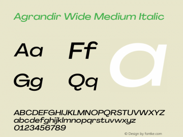 Agrandir Wide Medium Italic Version 3.000图片样张
