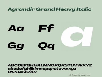 Agrandir Grand Heavy Italic Version 3.000图片样张