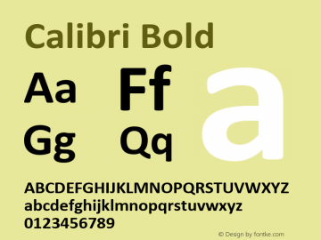 Calibri Bold Version 5.01a图片样张