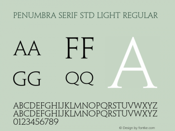 Penumbra Serif Std Light Regular Version 2.025;PS 002.000;hotconv 1.0.50;makeotf.lib2.0.16970 Font Sample