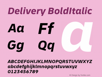 Delivery Bold Italic Version 1.000图片样张