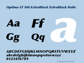 Optima LT Std ExtraBlack ExtraBlack Italic Version 1.290;PS 001.000;hotconv 1.0.38图片样张