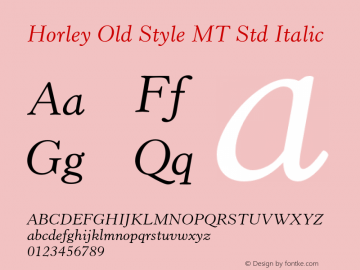 Horley Old Style MT Std Italic Version 1.047;PS 001.001;Core 1.0.38;makeotf.lib1.6.5960图片样张
