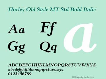 Horley Old Style MT Std Bold Italic Version 1.047;PS 001.001;Core 1.0.38;makeotf.lib1.6.5960图片样张