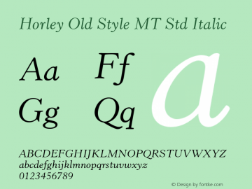 Horley Old Style MT Std Italic Version 2.035;PS 002.000;hotconv 1.0.51;makeotf.lib2.0.18671图片样张