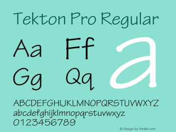 Tekton Pro Regular OTF 1.005;PS 001.000;Core 1.0.23;hotunix 1.28 Font Sample
