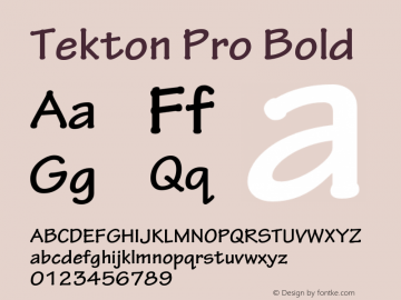Tekton Pro Bold Version 2.045;PS 2.000;hotconv 1.0.57;makeotf.lib2.0.21895 Font Sample